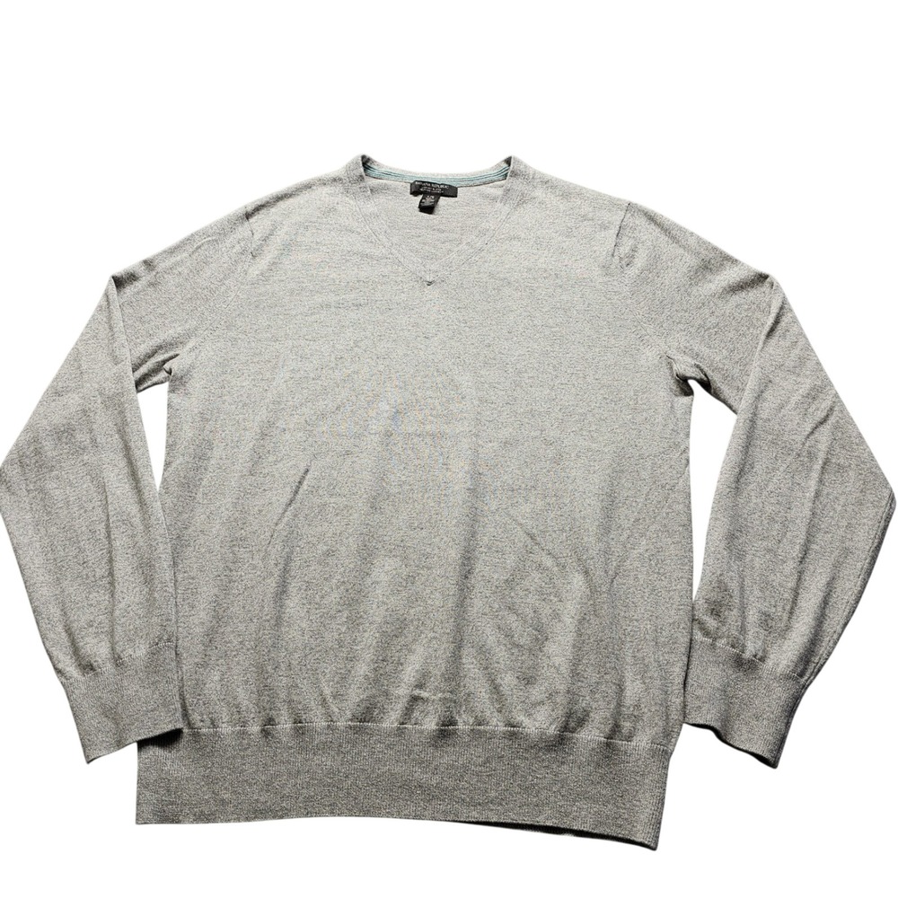 Banana Republic V-Neck Sweater Mens L Grey Silk Cotton Cashmere Luxury Blend